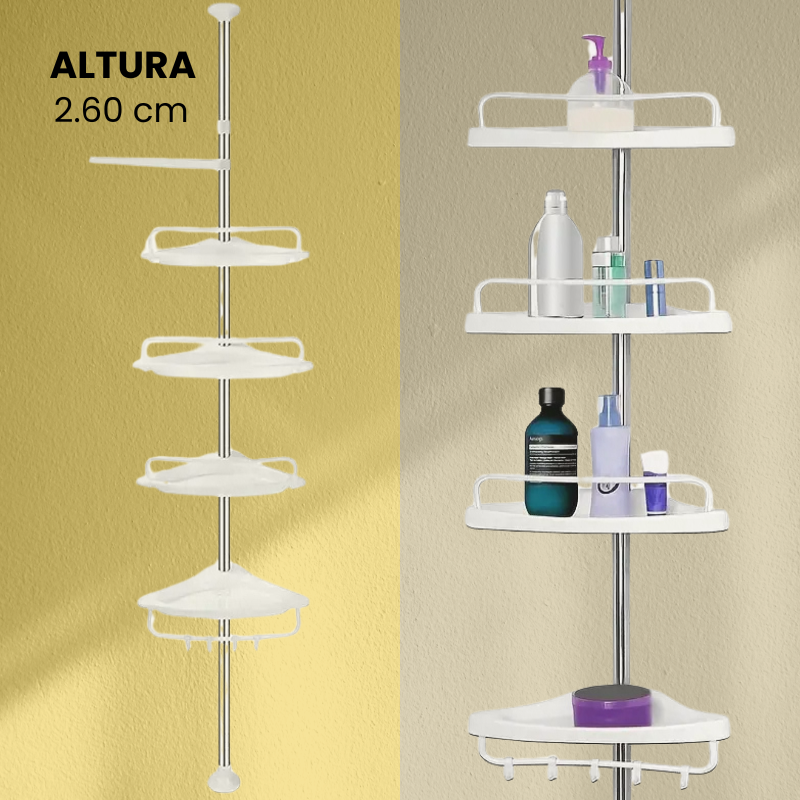 Organizador de Baño Esquinero Telescópico 4 Estantes - Acero Inoxidable | LYSO