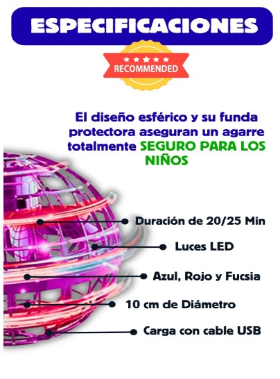 Pelota Voladora Inteligente con Luces LED - Spinner Interactivo"