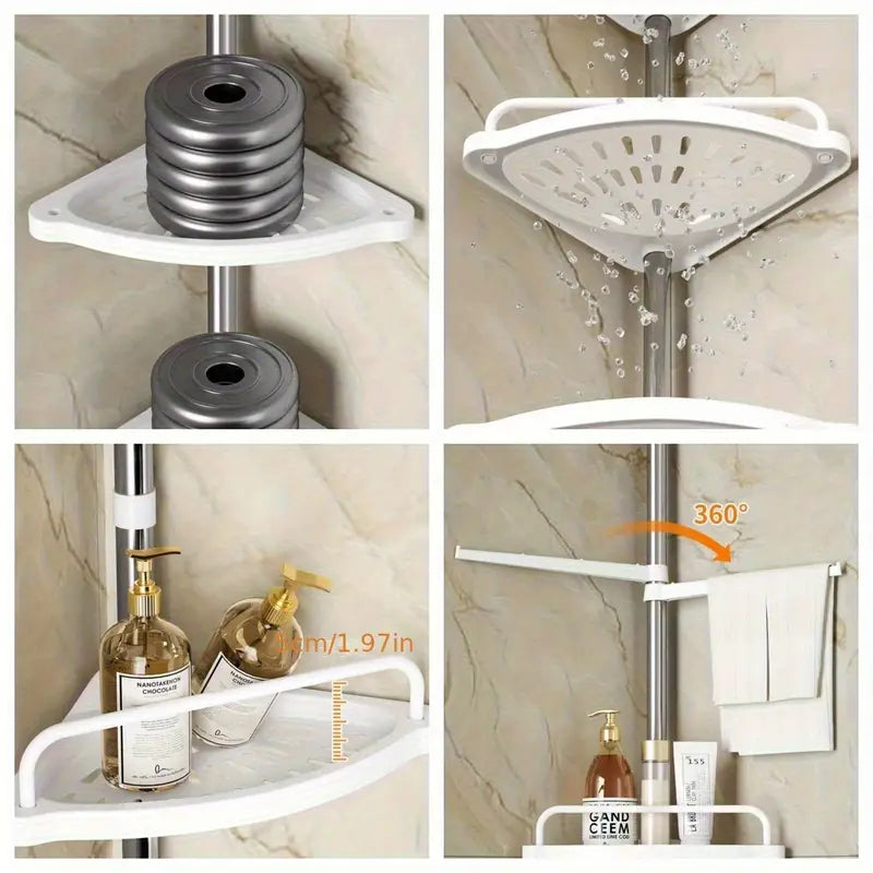 Organizador de Baño Esquinero Telescópico 4 Estantes - Acero Inoxidable | LYSO