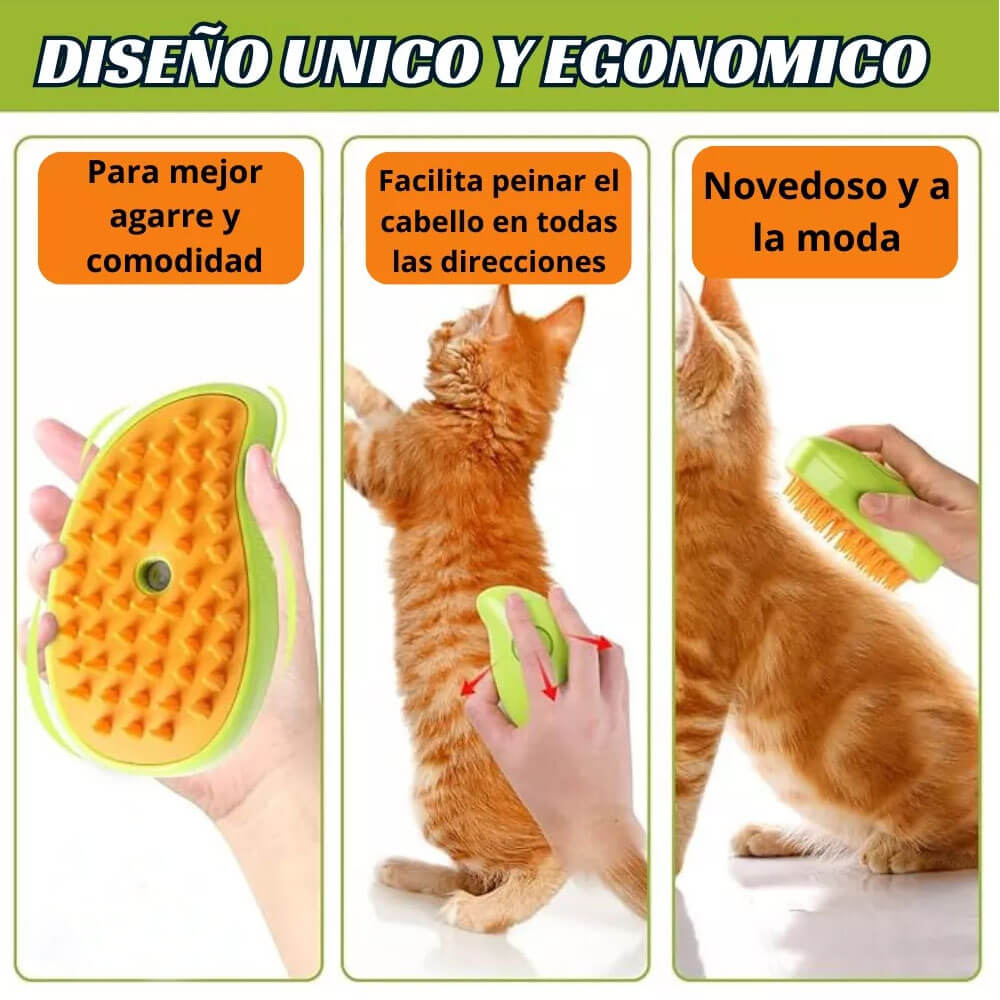 Cepillo de Vapor para Gatos Perros-Limpieza y Masaje