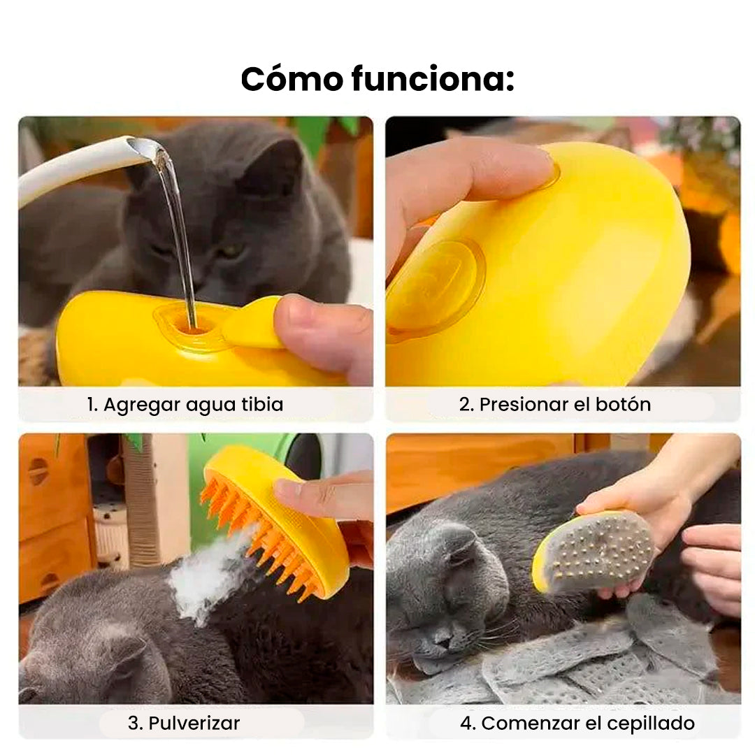 Cepillo de Vapor para Gatos Perros-Limpieza y Masaje